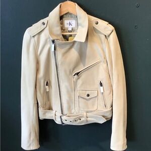 Cream Leather Jacket
